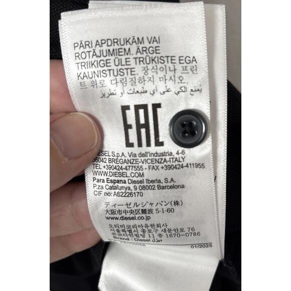 NWT Diesel Industry Mens Polo Shirt Black XL Denim Division Logo $125 Cotton - Picture 12 of 13